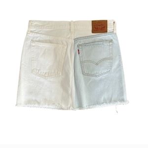 🆕Levi’s Deconstructed Denim Button Fly Mini Skirt Women’s Size 27 Blue & White